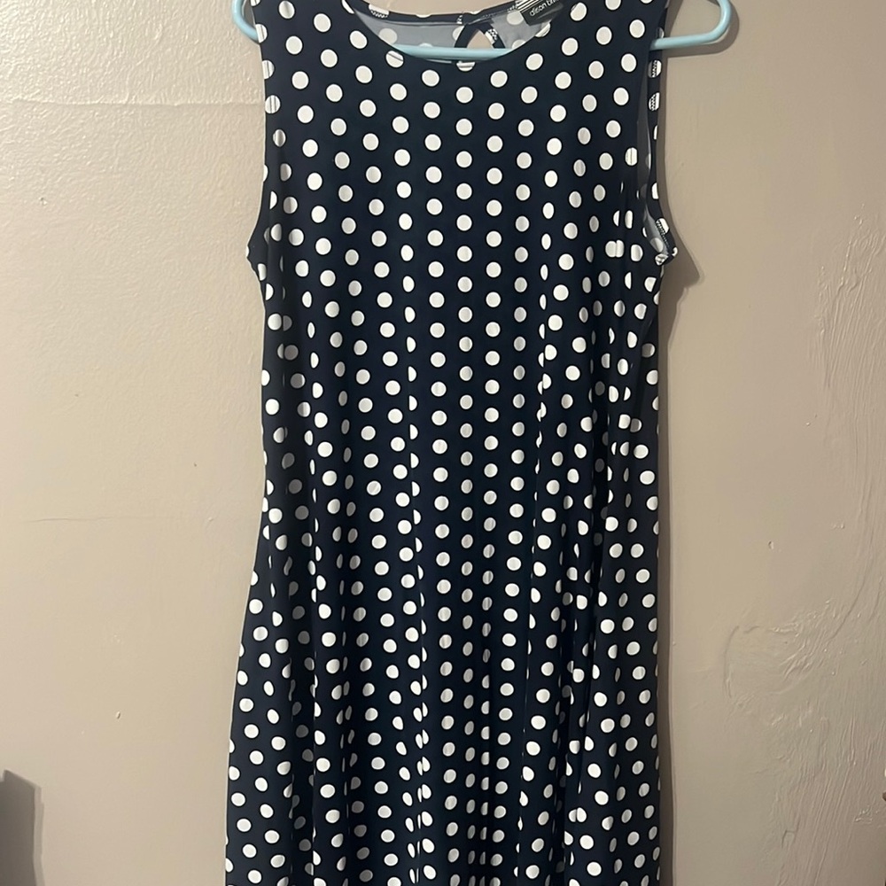 Allison Brittney Navy and White polka dot tank t shirt dress